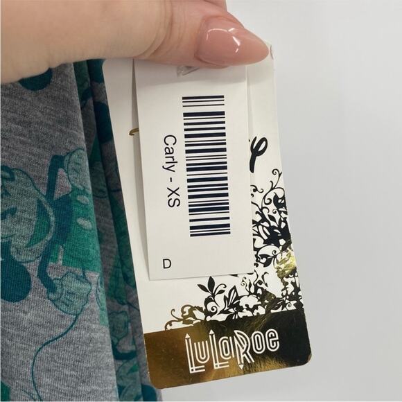 Lularoe Disney Mickey Mouse Allover Print Gray and Green Carly Dress - Picture 5 of 5